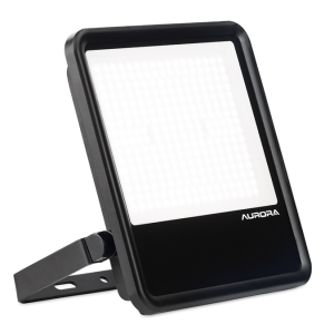 Aurora Lighting EN-FLP200/40 Proxima Black Aluminium LED Floodlight With Tempered Glass Diffuser, Cool White 4000K LEDs & Adjustable Mounting Bracket IP65 200W 26000Lm 240V Height: 370mm | Width: 335mm | Proj: 65mm