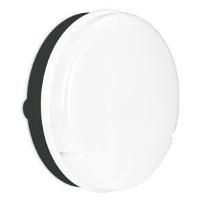 Aurora Lighting EN-BH18RBLK/40MS UtiliteDrum Black Polycarbonate Round LED Bulkhead With Microwave Sensor, Opal Diffuser & Cool White LEDs IP65 20W