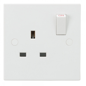Knightsbridge SN7000S White 1 Gang Square Edge 13A SP Switched Socket