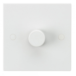 Knightsbridge SN2161 White Square Edge 1 Gang 2 Way Leading Edge Dimmer Switch 40-400W Incandescent | 3-100W LED