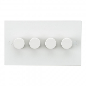 Knightsbridge SN2164 White Square Edge 4 Gang 2 Way Leading Edge Dimmer Switch 40-400W Incandescent | 3-100W LED