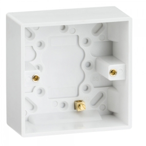 Knightsbridge SN1700 White Square Edge 1 Gang 35mm Surface Mounting Box With Earth Terminal