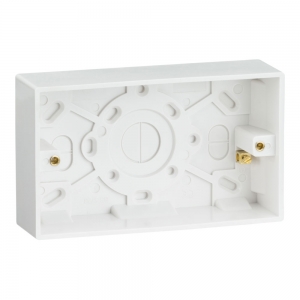 Knightsbridge SN1800 White Square Edge 2 Gang 35mm Surface Mounting Box With Earth Terminal