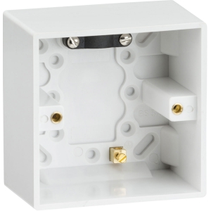 Knightsbridge SN1610 White Square Edge 1 Gang 47mm Surface Mounting Box With Cable Clamp & Earth Terminal