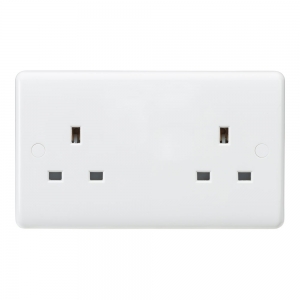 Knightsbridge CU9000U White 2 Gang Curved Edge 13A Unswitched Socket With Dual Earth