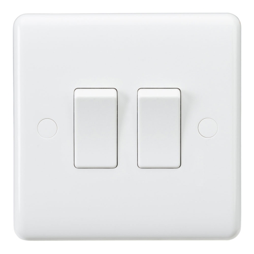 Knightsbridge CU3000 White Curved Edge 10Ax 2 Gang 2 Way Plateswitch