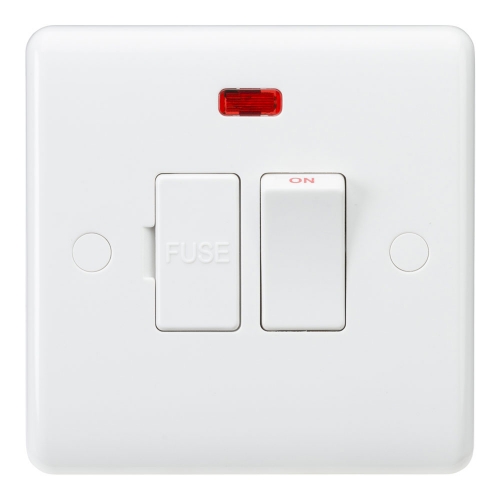 Knightsbridge CU6300N White Curved Edge 13A Switched Fused Connection Unit With Neon