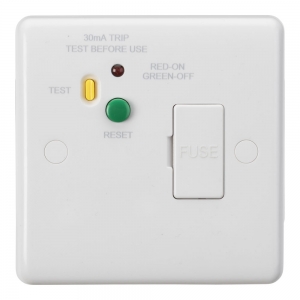 Knightsbridge CU6RCD White Curved Edge 13A 30mA DP Passive Type A Unswitched Fused Connection Unit