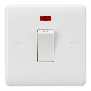 Knightsbridge CU8331NW White Curved Edge 45A DP Control Switch With Neon - White Rocker