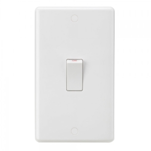 Knightsbridge CU833W White Curved Edge 45A DP Control Switch - White Rocker On Large Vertical Plate