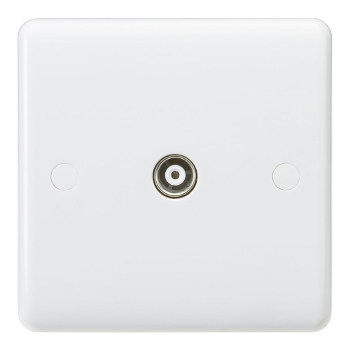 Knightsbridge CU0100 White Curved Edge Single TV/FM Co-Axial Socket - Non-Isolated