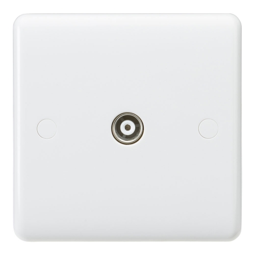 Knightsbridge CU0120 White Curved Edge Single TV/FM Co-Axial Socket - Isolated