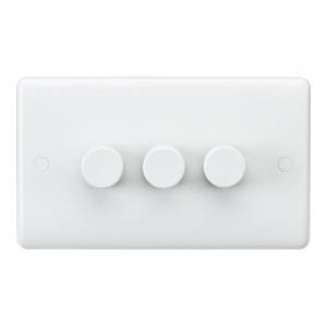 Knightsbridge CU2163 White Curved Edge 3 Gang 2 Way Leading Edge Dimmer Switch 40-400W Incandescent | 3-100W LED