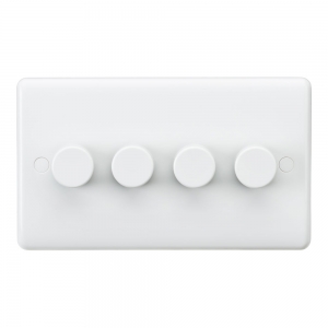 Knightsbridge CU2164 White Curved Edge 4 Gang 2 Way Leading Edge Dimmer Switch 40-400W Incandescent | 3-100W LED