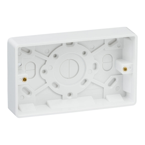 Knightsbridge CU1500 White Curved Edge 2 Gang 25mm Surface Mounting Box