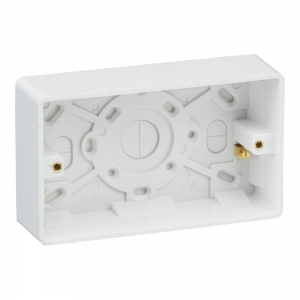 Knightsbridge CU1800 White Curved Edge 2 Gang 35mm Surface Mounting Box With Earth Terminal