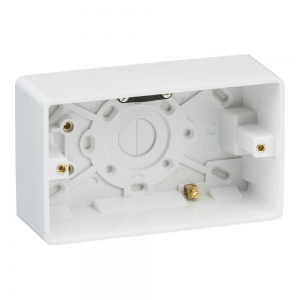 Knightsbridge CU1600 White Curved Edge 2 Gang 47mm Surface Mounting Box With Cable Clamp & Earth Terminal