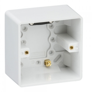 Knightsbridge CU1610 White Curved Edge 1 Gang 47mm Surface Mounting Box With Cable Clamp & Earth Terminal