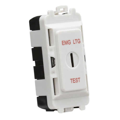 Knightsbridge GDM007U White 20Ax 2 Way SP Key Gridswitch Module Marked EMG LTG TEST