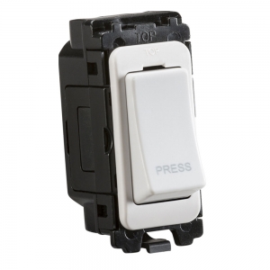 Knightsbridge CUGM5 White 20Ax 2 Way SP Retractive Gridswitch Module Marked PRESS For Curved Edge Accessories