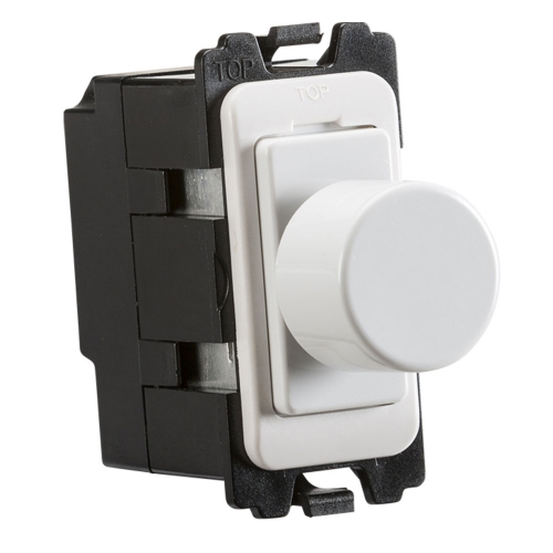 Knightsbridge CUGM14 White 2 Way Push Leading Edge Dimmer Gridswitch Module 40-400W Incandescent | 5-100W LED For Curved Edge Accessories