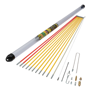 CK Tools T5422 Mighty Rod Pro 12m Cable Rod Set With 10 x 1mm Assorted PRO Rods, Cable Hook, 190mm Coiled Steel Flexi Lead, Mini Eye + Ring, Gender Changer, Flat Bullet, Domed Bullet, Torch, Magnet & Chain