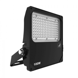 Ansell Lighting AAZLED100/ASY Aztec Asymmetric Black Die-Cast Aluminium LED Floodlight With Asymmetric Lens & Daylight White 5000K LEDs For Industrial Installations IP66 100W 14250Lm 240V  Height: 314mm | Width: 230mm | Depth: 61mm