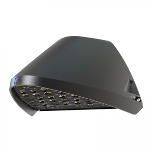 Ansell Lighting AWOLF/BLK/M3 Wolf CCT Wallpack Black Aluminium Emergency Wattage Selectable LED Wallpack With Colour Selectable LEDs & Low Glare Optic IP65 18/20/30W 2200/2400/3600Lm 240V Height: 217mm | Width: 343mm | Proj: 245mm