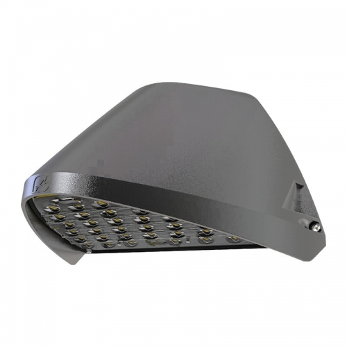 Ansell Lighting AWOLF/SG/M3 Wolf CCT Wallpack Silver Grey Aluminium Emergency Wattage Selectable LED Wallpack With Colour Selectable LEDs & Low Glare Optic IP65 18/20/30W 2200/2400/3600Lm 240V Height: 217mm | Width: 343mm | Proj: 245mm