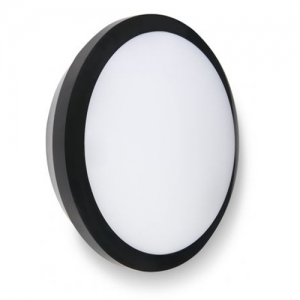 Collingwood Lighting WL9515SCSB WL95 Black ABS Round Wattage Selectable CCT LED Bulkhead With Opal Polycarbonate Diffuser & 3000K/4000K/6500K Selectable LEDs IP65 10-15W 1100-1800Lm 240V DiaØ: 300mm | Proj: 85mm