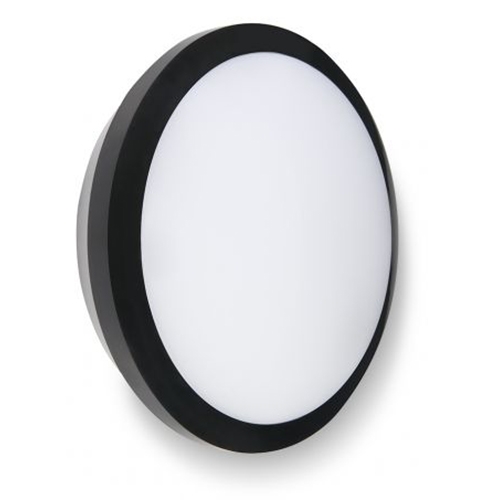 Collingwood Lighting WL9515ECSB WL95 Black ABS Emergency Round Wattage Selectable CCT LED Bulkhead With Opal Polycarbonate Diffuser & 3000K/4000K/6500K Selectable LEDs IP65 10-15W 1100-1800Lm 240V DiaØ: 300mm | Proj: 85mm