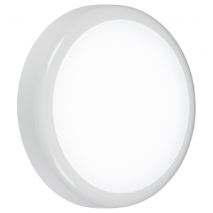 Knightsbridge BT9ACTEM White All Polycarbonate Emergency Round CCT LED Bulkhead With Opal Diffuser & 3000K/4000K/5700K Selectable LEDs IP65 9W 730-810Lm 230V DiaØ: 256mm | Proj: 74mm