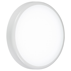 Knightsbridge BT20CT White All Polycarbonate Round CCT LED Bulkhead With Opal Diffuser & 3000K/4000K/5700K Selectable LEDs IP65 20W 1730-1930Lm 230V DiaØ: 380mm | Proj: 81mm