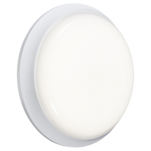 Knightsbridge BL20ALED White All Polycarbonate Round LED Bulkhead With Opal Diffuser & Cool White 4000K LEDs IP54 22W 2000Lm 230V DiaØ: 400mm | Proj: 96mm