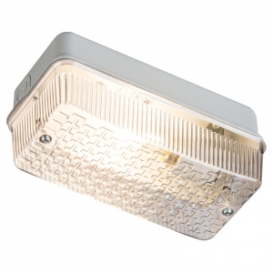 Knightsbridge BH22BC Grey Aluminium Traditional Style LED Bulkhead With Clear Prismatic Polycarbonate Diffuser - Requires Lamp IP65 100W BC 230V Length: 244mm | Width: 124mm | Proj: 120mm