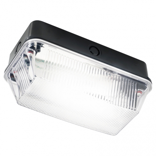 Knightsbridge BH22PB Black Aluminium Traditional Style LED Bulkhead With Clear Prismatic Polycarbonate Diffuser - Requires Lamp IP65 60W BC 230V Length: 244mm | Width: 124mm | Proj: 120mm