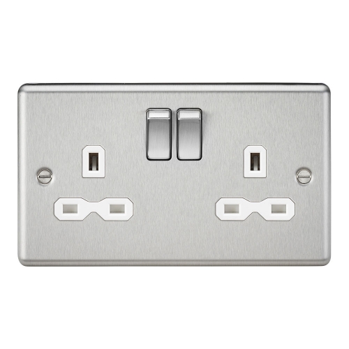 Knightsbridge 13A Switched Socket 2 Gang with RCD White by Knightsbridge