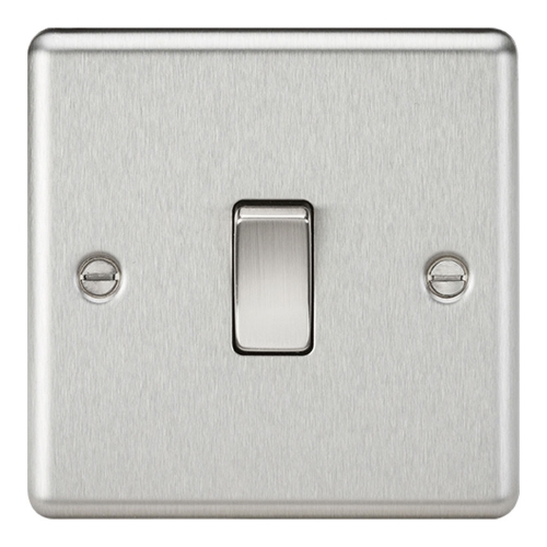 Knightsbridge CL2BC Brushed Chrome Rounded Edge 10Ax 1 Gang 2 Way Plateswitch