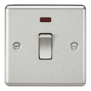 Knightsbridge CL834NBC Brushed Chrome Rounded Edge 20A DP Control Switch With Neon