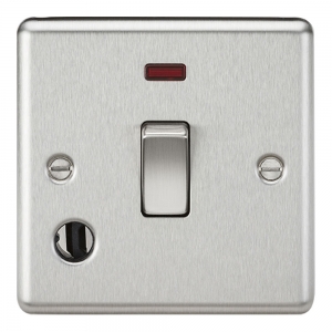 Knightsbridge CL834FBC Brushed Chrome Rounded Edge 20A DP Control Switch With Neon & Flex Outlet