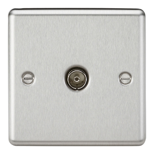 Knightsbridge CL010BC Brushed Chrome Rounded Edge Single TV/FM Co-Axial Socket - Non-Isolated