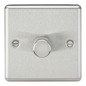 Knightsbridge CL2181BC Brushed Chrome Rounded Edge 1 Gang 2 Way Trailing Edge Dimmer Switch 10-200W Incandescent | 5-150W LED