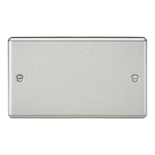Knightsbridge CL86BC Brushed Chrome Rounded Edge 2 Gang Blank Plate