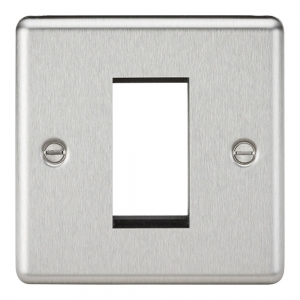 Knightsbridge CL1GBC Brushed Chrome Rounded Edge 1 Euro Module Frontplate on 1 Gang Plate