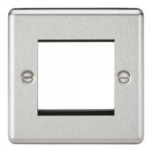 Knightsbridge CL2GBC Brushed Chrome Rounded Edge 2 Euro Module Frontplate on 1 Gang Plate