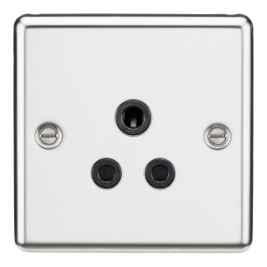 Knightsbridge CL5ABC Polished Chrome 1 Gang Rounded Edge 5A Unswitched Round Pin Socket With Black Insert