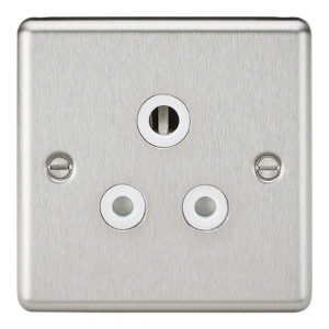 Knightsbridge CL5ABCW Polished Chrome 1 Gang Rounded Edge 5A Unswitched Round Pin Socket With White Insert