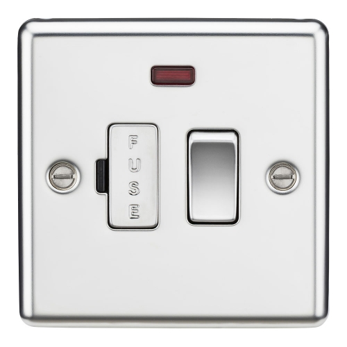 Knightsbridge CL63NPC Polished Chrome Rounded Edge 13A Switched Fused Connection Unit With Neon