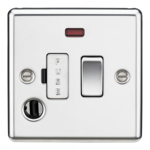 Knightsbridge CL63FPC Polished Chrome Rounded Edge 13A Switched Fused Connection Unit With Neon & Flex Outlet