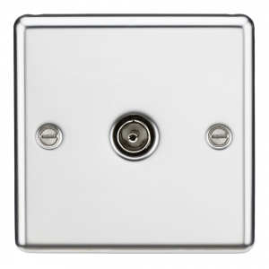 Knightsbridge CL010PC Polished Chrome Rounded Edge Single TV/FM Co-Axial Socket - Non-Isolated